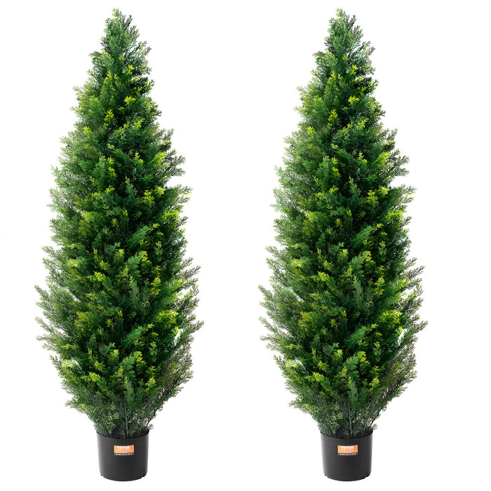 2 Pack 4' Artificial Cedar Topiary Tree Faux Plant Uv Decor In / Outdoor