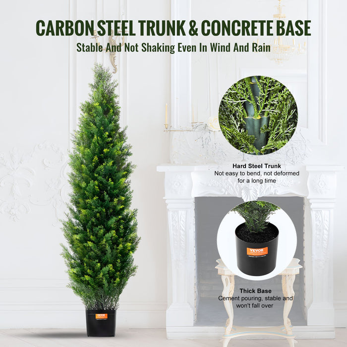 2 Pack 4' Artificial Cedar Topiary Tree Faux Plant Uv Decor In / Outdoor