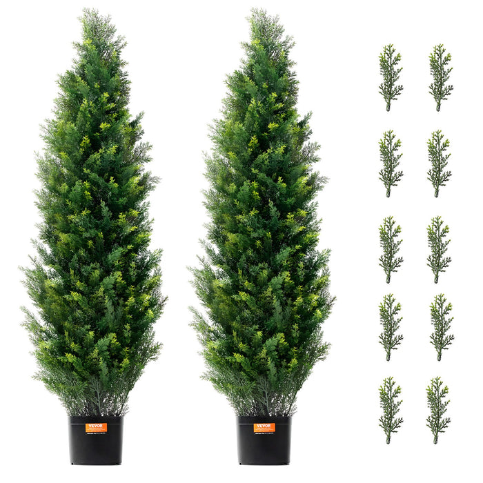 2 Pack 4' Artificial Cedar Topiary Tree Faux Plant Uv Decor In / Outdoor