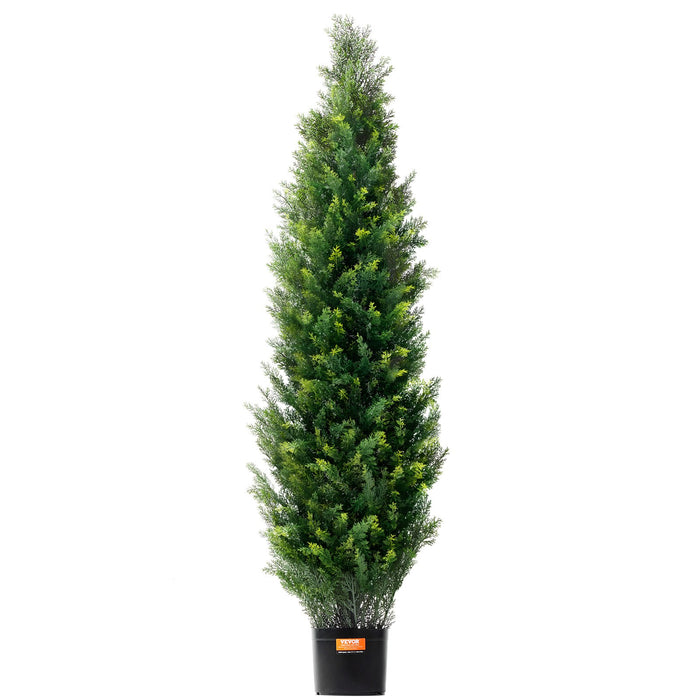 2 Pack 5' Artificial Cedar Topiary Tree Faux Plant Uv Decor In / Outdoor