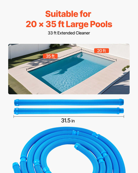 Suction Pool Cleaner Automatic Pool Vacuum Cleaner Suction Side Automatic Pool Cleaner Suction Vacuum Pool Sweeper With 12 Hoses For In-Ground And Above-Ground Pool Up To 609.6 X 1066.8 Cm
