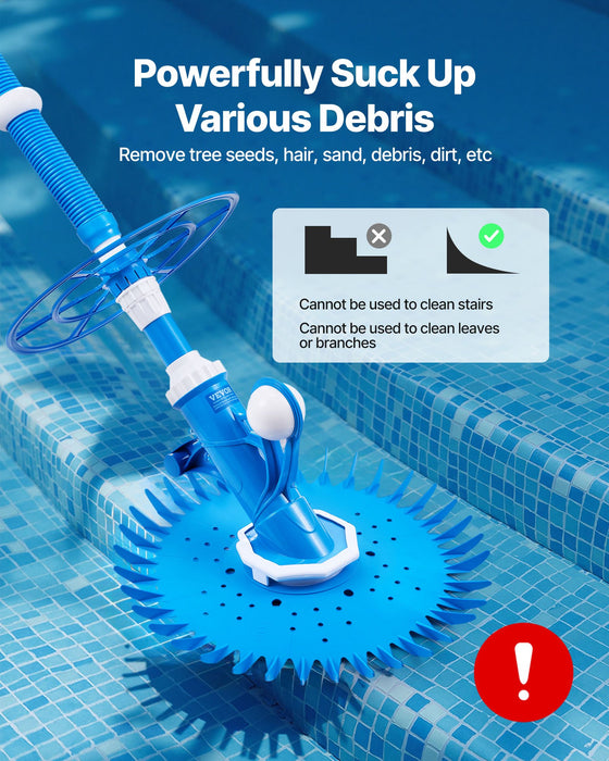 Suction Pool Cleaner Automatic Pool Vacuum Cleaner Suction Side Automatic Pool Cleaner Suction Vacuum Pool Sweeper With 12 Hoses For In-Ground And Above-Ground Pool Up To 609.6 X 1066.8 Cm