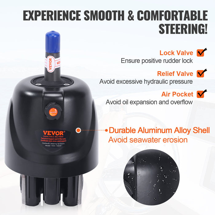 150Hp Hydraulic Outboard Steering Kit Boat Marine System Built-In Two-Way Lock Cylinder 150Hp Pump And High-Strength Nylon Hose For Single Station Single-Engine Use