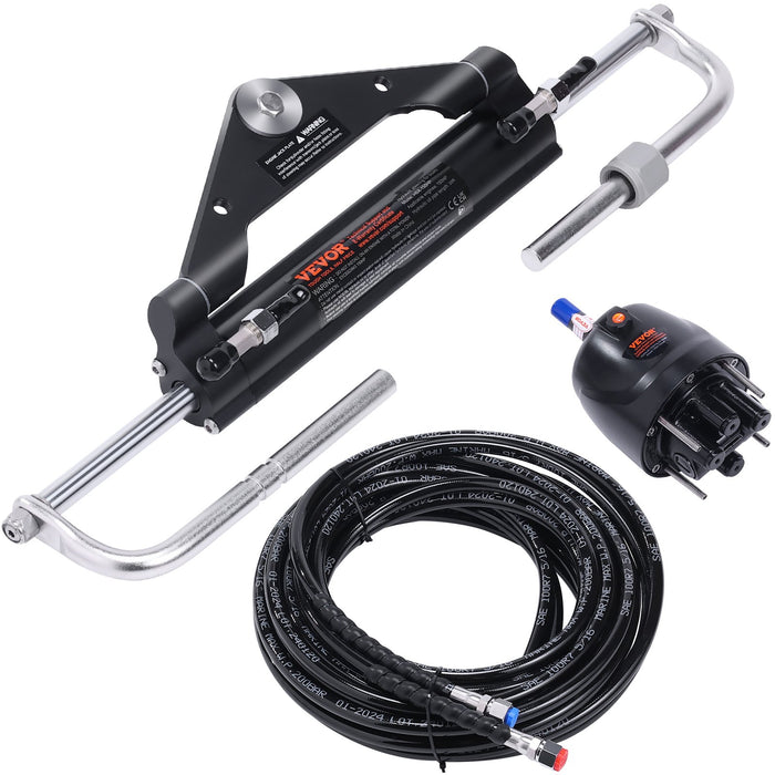 150Hp Hydraulic Outboard Steering Kit Boat Marine System Built-In Two-Way Lock Cylinder 150Hp Pump And High-Strength Nylon Hose For Single Station Single-Engine Use