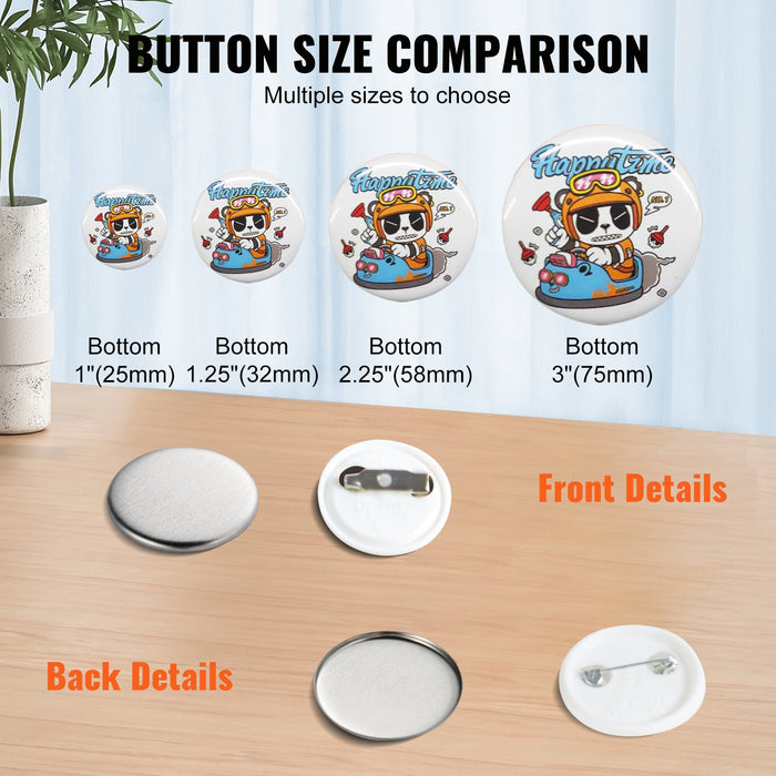 1" 25Mm Button Badge Parts Supplies For Button Maker Machine 500 Sets