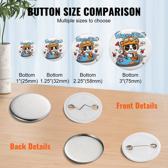 1.25" 32Mm Button Badge Parts Supplies For Button Maker Machine 500 Sets