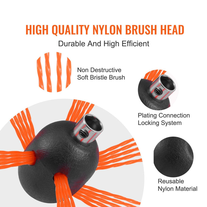 10 M Chimney Sweep Kit W / 10 Reinforced Nylon Flexible Rods Ergonomic Chimney Cleaning Brush 360-Degree Brush Chimney Cleaner Rich Accessories For Fireplace Flue Home Use Fits Most Pipes