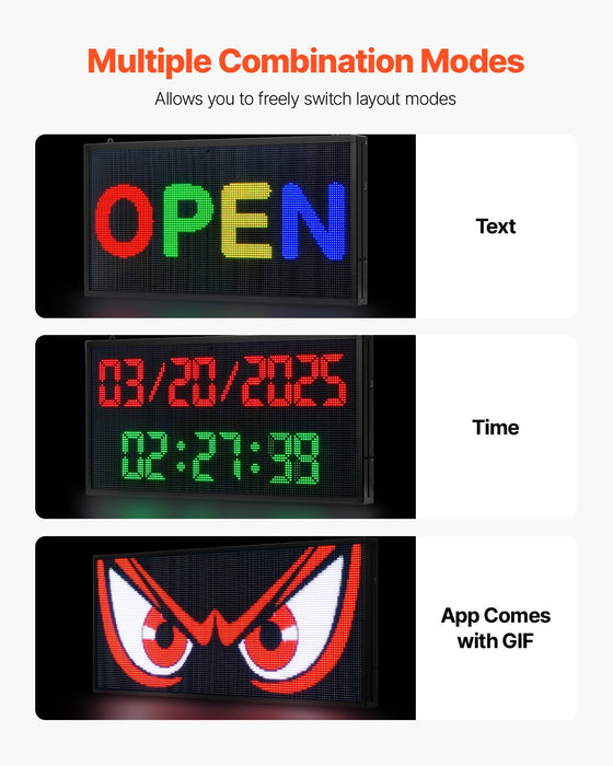 27X14In Programmable Led Sign Digital Scrolling Display Board P5 Fullcolor