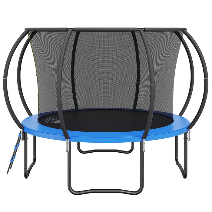 10Ft Trampoline 330 Lbs Trampoline With Enclosure Net Ladder And Curved Pole Heavy Duty Trampoline With Jumping Mat And Spring Cover Padding Outdoor Recreational Trampolines For Kids Adults