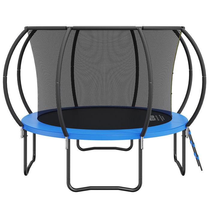 10Ft Trampoline 330 Lbs Trampoline With Enclosure Net Ladder And Curved Pole Heavy Duty Trampoline With Jumping Mat And Spring Cover Padding Outdoor Recreational Trampolines For Kids Adults