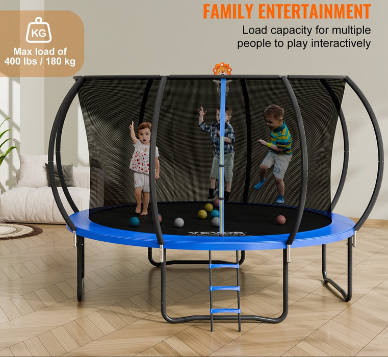 3.66M Trampoline 181 Kg Trampoline With Enclosure Net Ladder And Curved Pole Heavy Duty Trampoline With Jumping Mat And Spring Cover Padding Outdoor Recreational Trampolines For Kids Adults