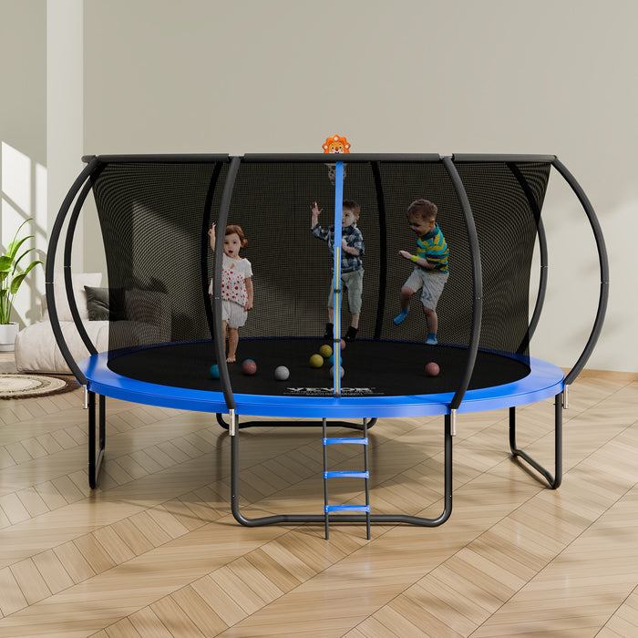14Ft Trampoline 450 Lbs Trampoline With Enclosure Net Ladder And Curved Pole Heavy Duty Trampoline With Jumping Mat And Spring Cover Padding Outdoor Recreational Trampolines For Kids Adults