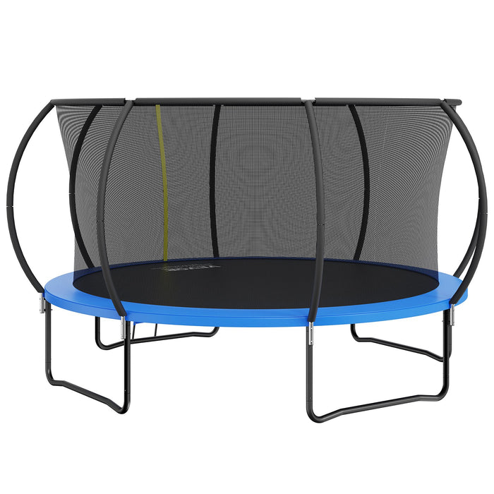 14Ft Trampoline 450 Lbs Trampoline With Enclosure Net Ladder And Curved Pole Heavy Duty Trampoline With Jumping Mat And Spring Cover Padding Outdoor Recreational Trampolines For Kids Adults