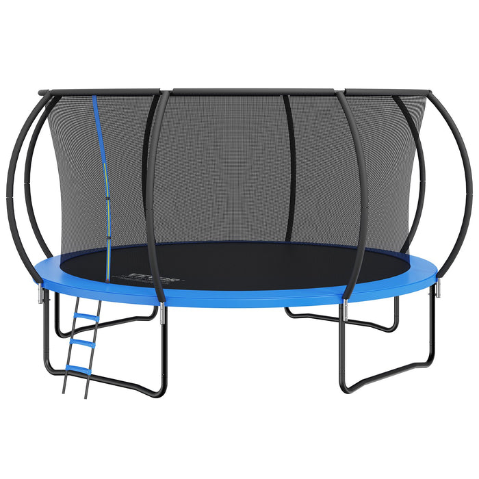 14Ft Trampoline 450 Lbs Trampoline With Enclosure Net Ladder And Curved Pole Heavy Duty Trampoline With Jumping Mat And Spring Cover Padding Outdoor Recreational Trampolines For Kids Adults