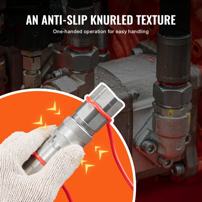 1 / 2" Flat Face Hydraulic Couplers 1 / 2" Npt Skid Steer Couplers 4 Dust Caps