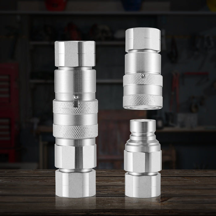 1 / 2" Flat Face Hydraulic Couplers 1 / 2" Npt Skid Steer Couplers 4 Dust Caps