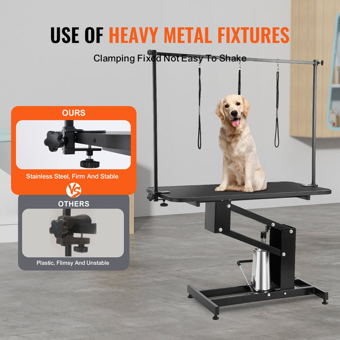 109Cm Hydraulic Pet Grooming Table Heavy Duty Dog Grooming Arm For Medium / Small Dogs Height Adjustable Dog Grooming Station Anti Slip Tabletop / Dog Grooming Station Max Bearing 182Kg