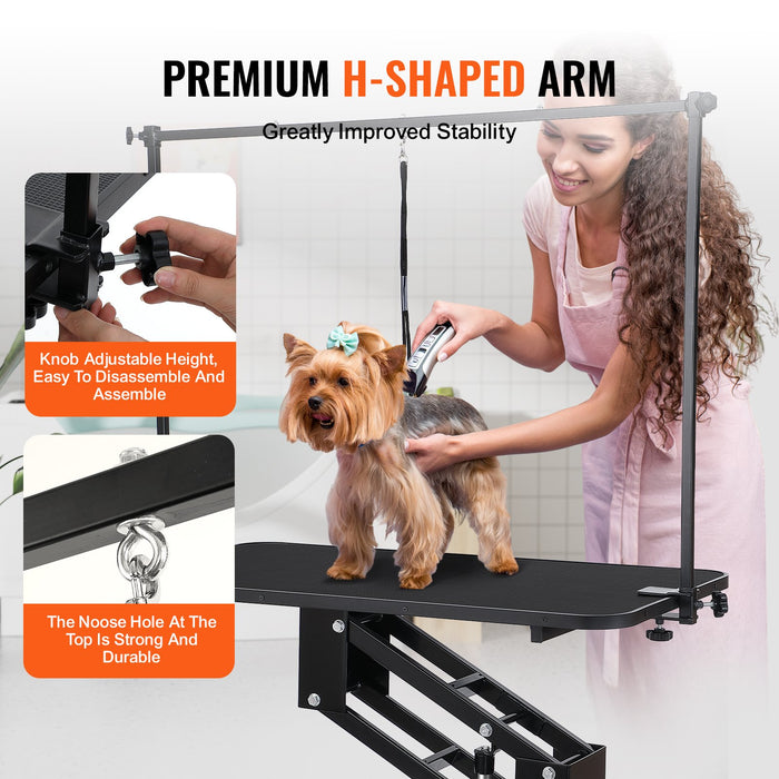 109Cm Hydraulic Pet Grooming Table Heavy Duty Dog Grooming Arm For Medium / Small Dogs Height Adjustable Dog Grooming Station Anti Slip Tabletop / Dog Grooming Station Max Bearing 182Kg