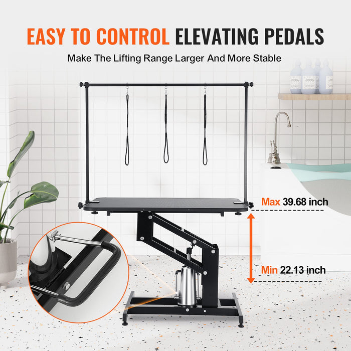 109Cm Hydraulic Pet Grooming Table Heavy Duty Dog Grooming Arm For Medium / Small Dogs Height Adjustable Dog Grooming Station Anti Slip Tabletop / Dog Grooming Station Max Bearing 182Kg