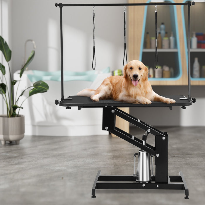109Cm Hydraulic Pet Grooming Table Heavy Duty Dog Grooming Arm For Medium / Small Dogs Height Adjustable Dog Grooming Station Anti Slip Tabletop / Dog Grooming Station Max Bearing 182Kg