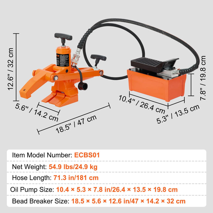 Hydraulic Bead Breaker 1000 Psi Tire Bead Breaker With Metal Foot Pump Heavy-Duty Steel Bead Breaker Tool For Tractors Trucks Buses Lawn Mowers Atvs