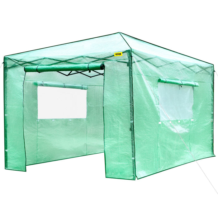 12\'X 8\'X 8\' Pop-Up Greenhouse Set Up In Minutes Portable Greenhouse With Doors & Windows. High Strength Pe Cover & Powder-Coated Steel Construction