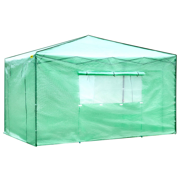 12\'X 8\'X 8\' Pop-Up Greenhouse Set Up In Minutes Portable Greenhouse With Doors & Windows. High Strength Pe Cover & Powder-Coated Steel Construction