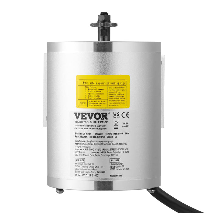 1800W Electric Brushless Dc Motor Kit - 48V 4500Rpm Motor With Upgraded Speed Controller Throttle Grip Kit For Go Karts E-Bike Motorcycle Scooter