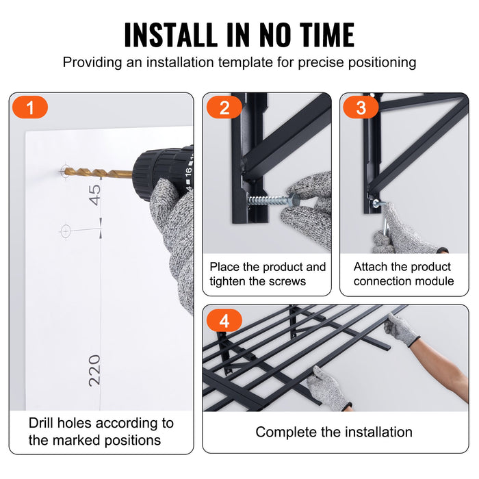 2Pcs 72X24In Garage Storage Shelving Wall Mounted Heavy Duty Shelves Rack