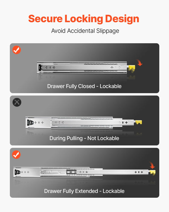 1 Pair 16-60 In Soft-Close Drawer Slides Ball Bearing Full Extension