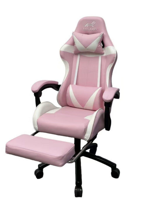 Gaming Chair With Headrest And Foot Rest - Pink