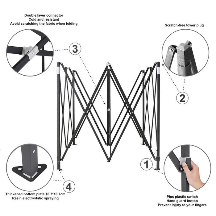 Portable Water-Resistant Gazebo 3X4.5 M - Blue / With Sidewalls