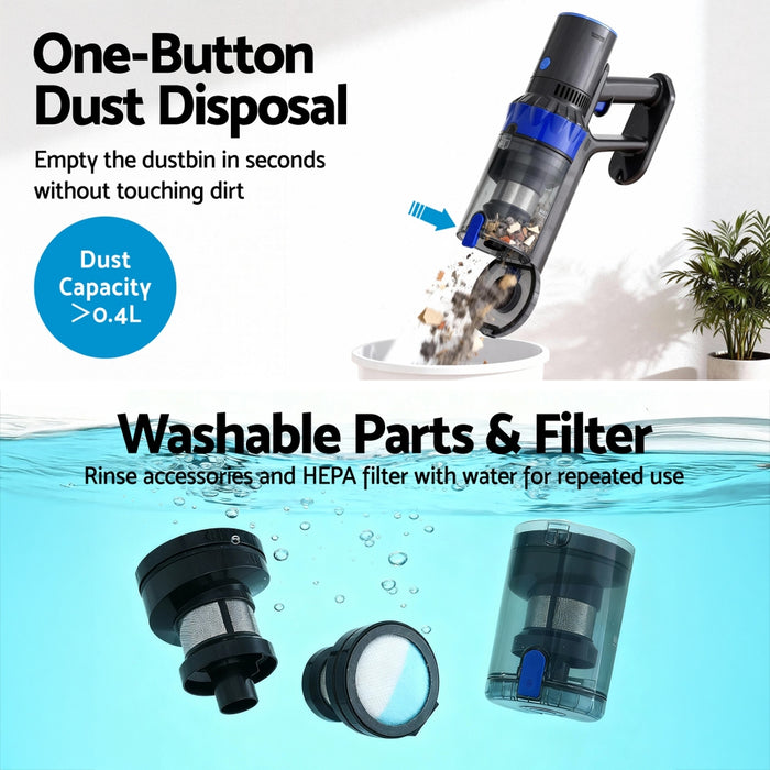 Stick Vacuum Cleaner Brushless Cordless 350W Blue