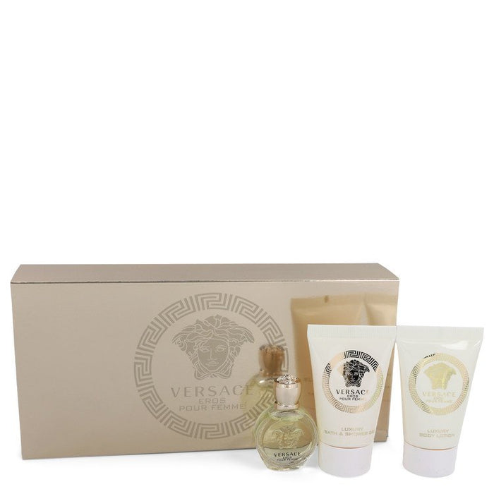 Versace Eros Gift Set - .17 Oz Mini Edp + .8 Oz Shower Gel + .8 Oz Body Lotion By Versace For Women
