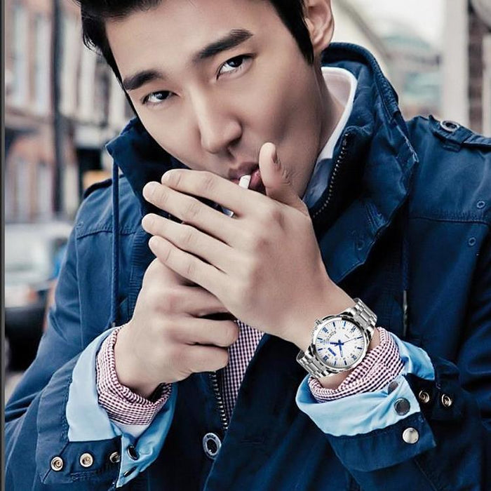 9069 Multifunctional Outdoor Fashion Business Waterproof Interval Gold Shell Quartz Wrist Watch