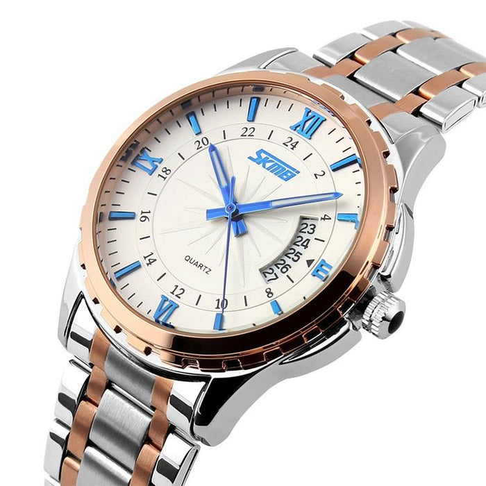 9069 Multifunctional Outdoor Fashion Business Waterproof Interval Gold Shell Quartz Wrist Watch
