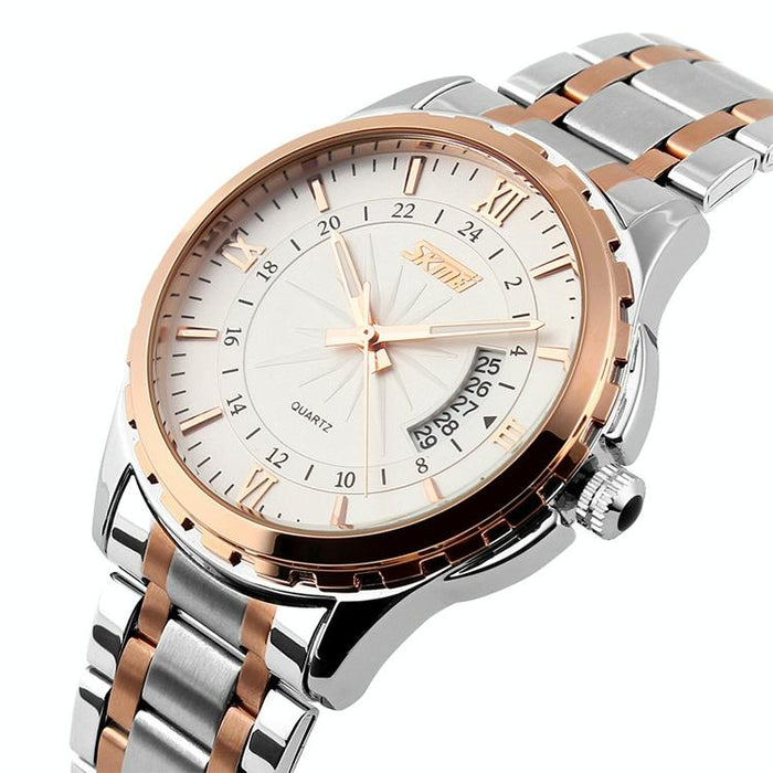 9069 Multifunctional Outdoor Fashion Business Waterproof Interval Gold Shell Quartz Wrist Watch