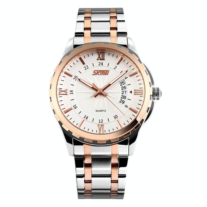 9069 Multifunctional Outdoor Fashion Business Waterproof Interval Gold Shell Quartz Wrist Watch