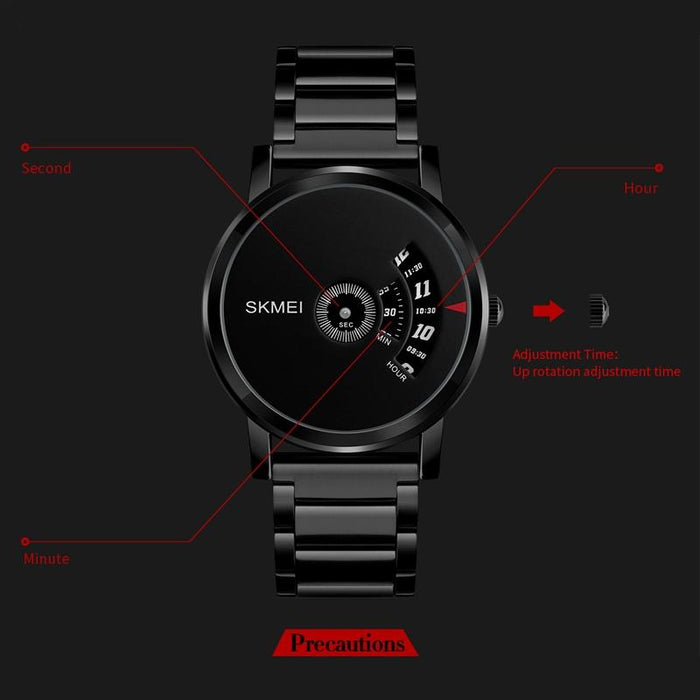 1260 Fashion Creative Pointer 30M Waterproof Quartz Wrist Watch With Stainless Steel Watchband