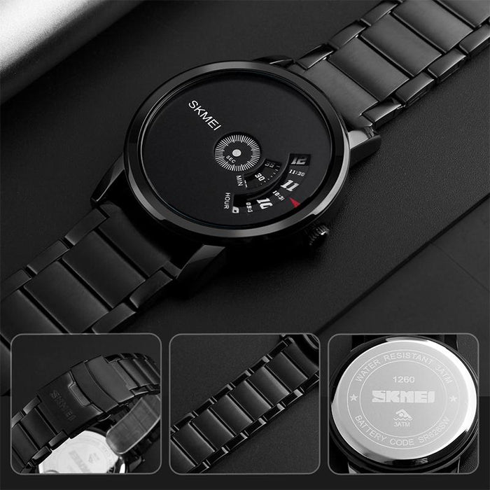 1260 Fashion Creative Pointer 30M Waterproof Quartz Wrist Watch With Stainless Steel Watchband