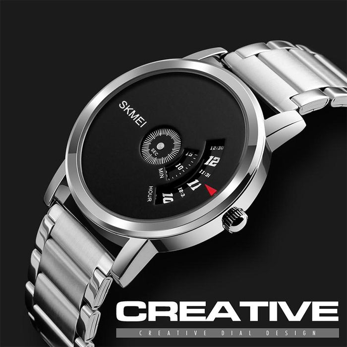 1260 Fashion Creative Pointer 30M Waterproof Quartz Wrist Watch With Stainless Steel Watchband