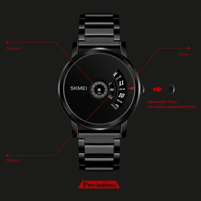 1260 Fashion Creative Pointer 30M Waterproof Quartz Wrist Watch With Stainless Steel Watchband