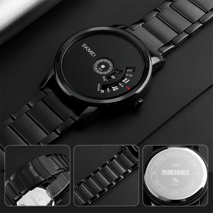 1260 Fashion Creative Pointer 30M Waterproof Quartz Wrist Watch With Stainless Steel Watchband