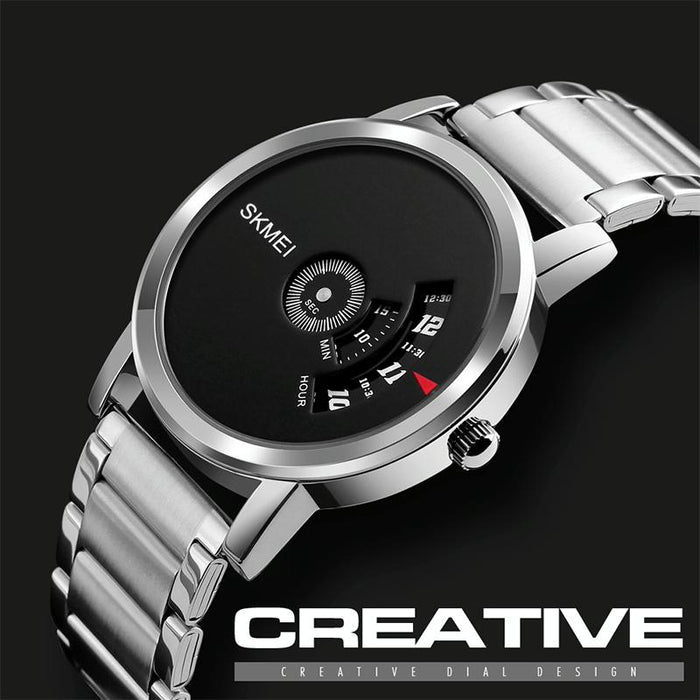 1260 Fashion Creative Pointer 30M Waterproof Quartz Wrist Watch With Stainless Steel Watchband