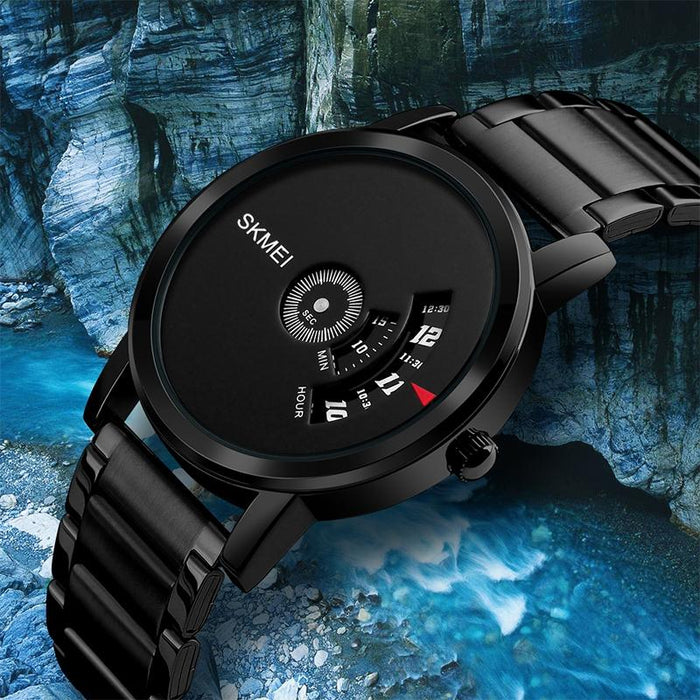 1260 Fashion Creative Pointer 30M Waterproof Quartz Wrist Watch With Stainless Steel Watchband