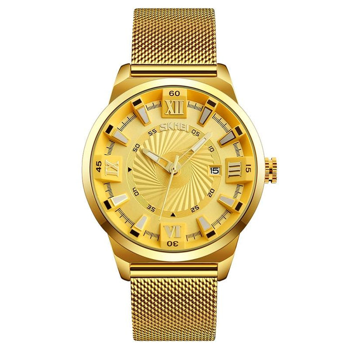 9166 Fashion Men Business 30M Waterproof Metal Quartz Wristwatch