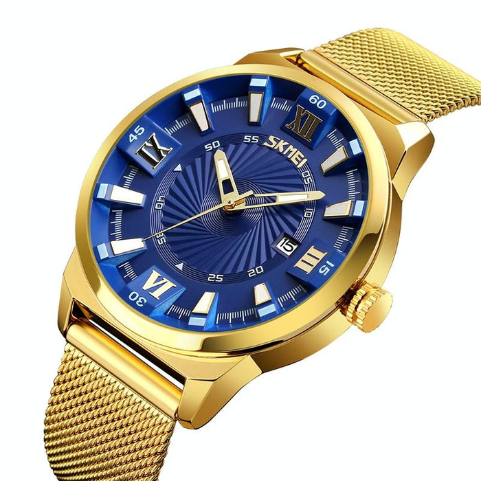 9166 Fashion Men Business 30M Waterproof Metal Quartz Wristwatch
