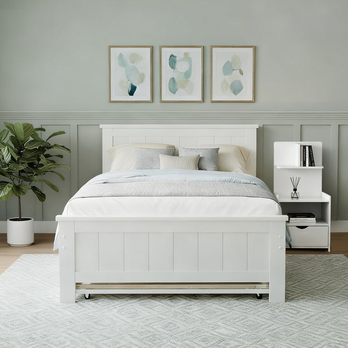 King Single Bed Frame And Bedside Table White