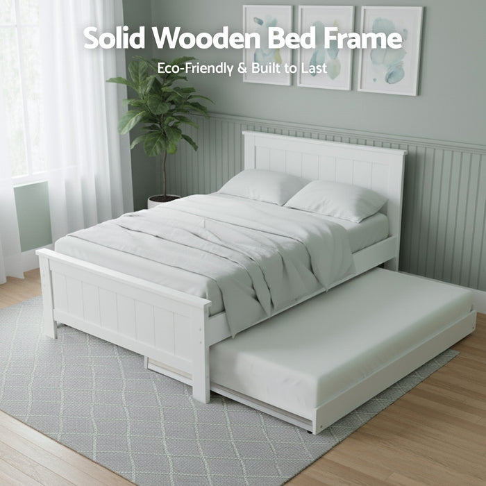 King Single Bed Frame And Bedside Table White