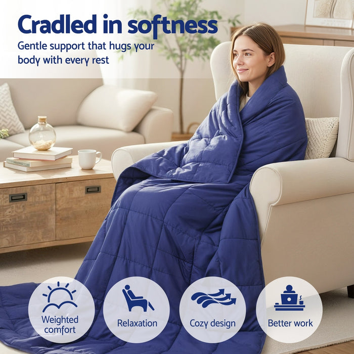 Weighted Blanket 11Kg Kids Adults Heavy Gravity Relax Calm Blue